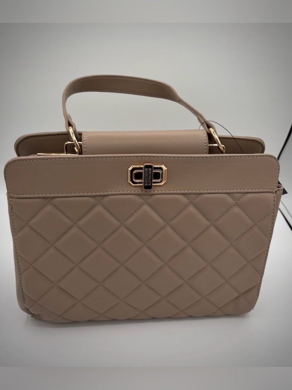Badgley Mischka Studio Mini Diamond Quilted Tote Bag & Wallet Set - TAUPE